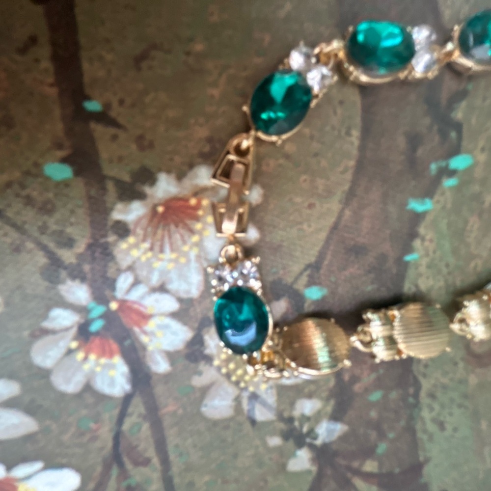 Emerald Green and Gold Crystal Bracelet
